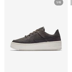 Nike Airforce 1 Sage Low Charcoal and White Platform Sneakers